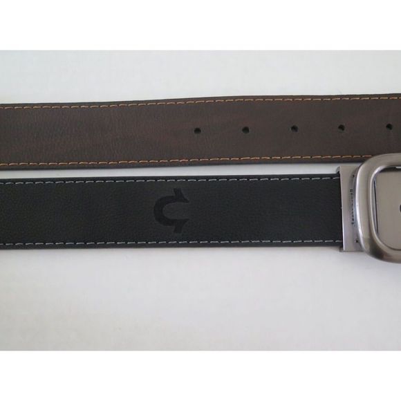 True Religion TR301536 Men Size 40 Black/Brown PU Leather Varis Reversible Belt - Picture 3 of 8
